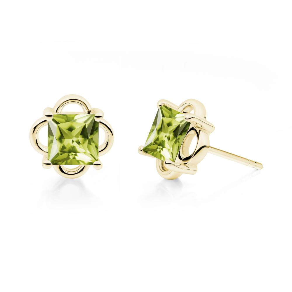 Scalloped Halo Peridot Stud Earrings - LUO Jewelry #metal_18k yellow gold