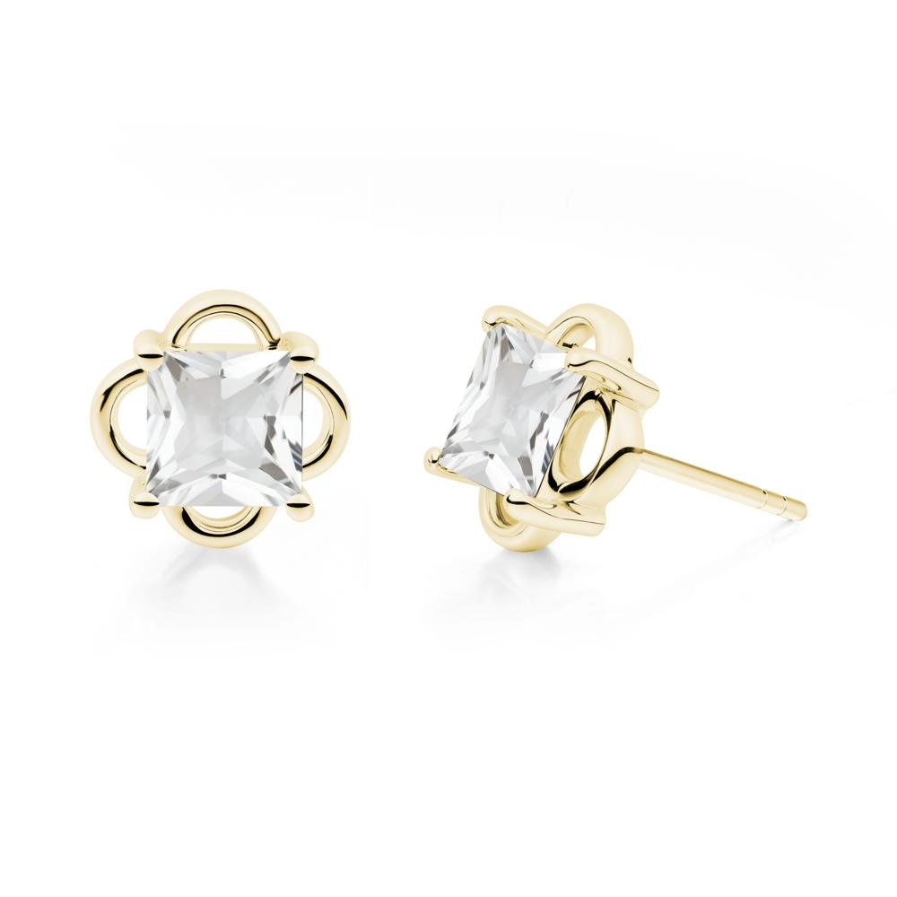 Scalloped Halo White Topaz Stud Earrings - LUO Jewelry #metal_18k yellow gold