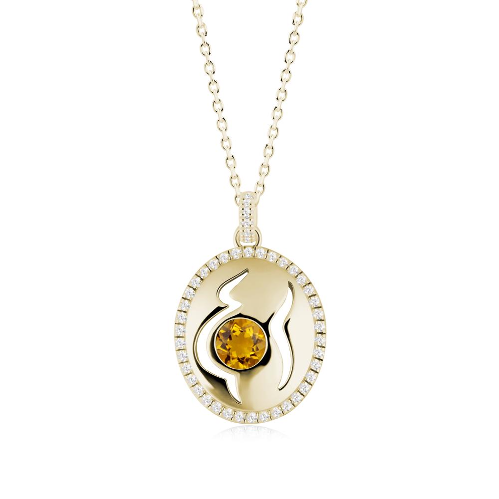 Round Citrine Motherhood Necklace - LUO Jewelry #metal_14k yellow gold
