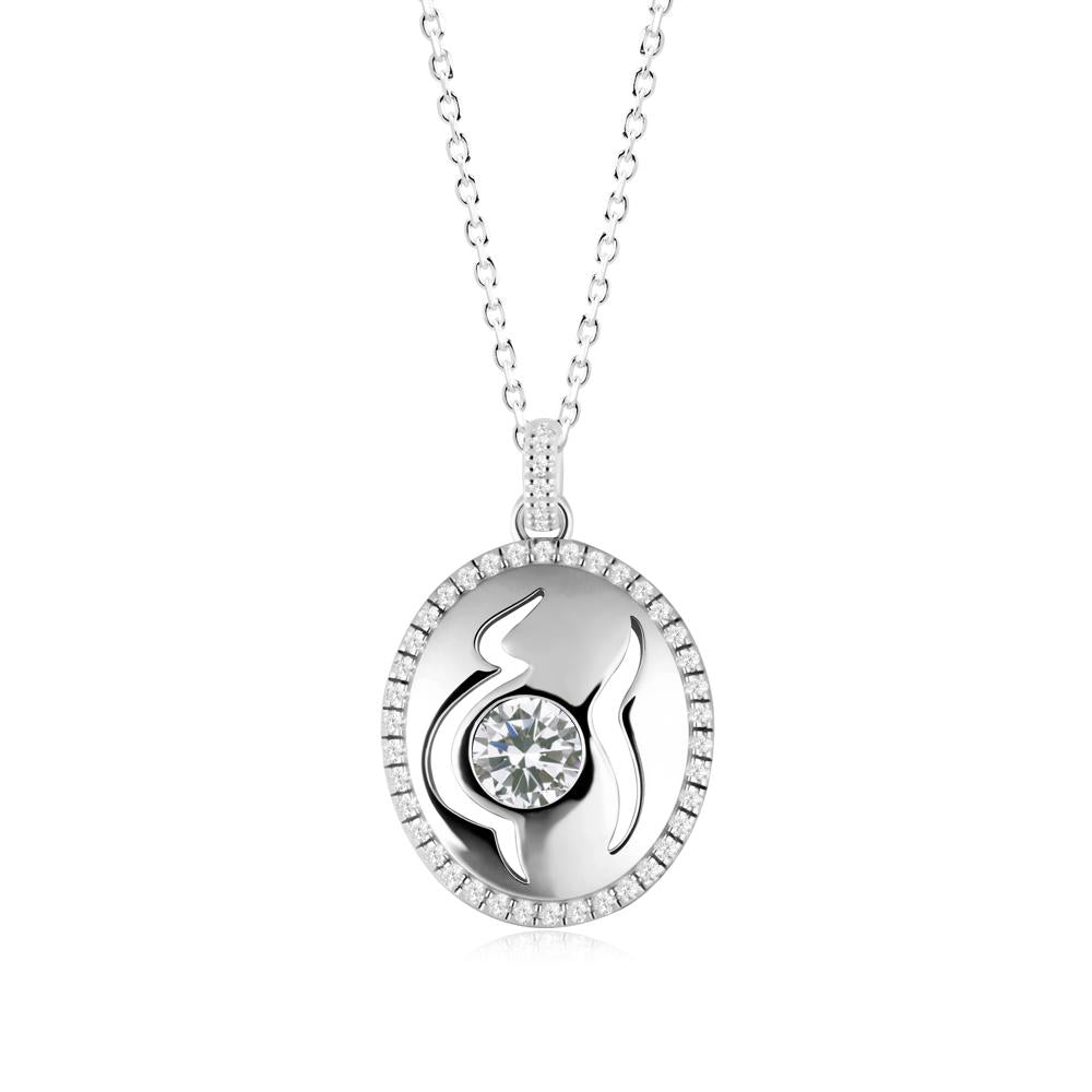 Round Cubic Zirconia Motherhood Necklace - LUO Jewelry #metal_18k white gold