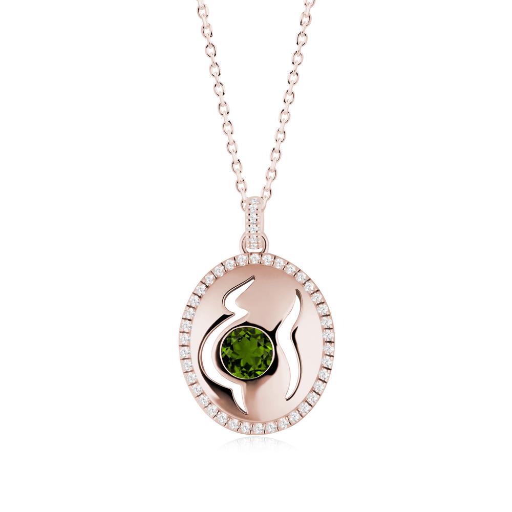 Round Diopside Mom Necklace - LUO Jewelry #metal_14k rose gold