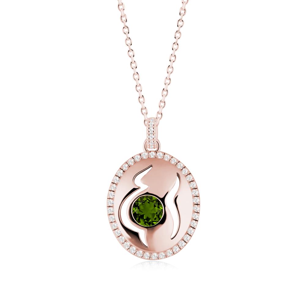 Round Diopside Mom Necklace - LUO Jewelry #metal_18k rose gold