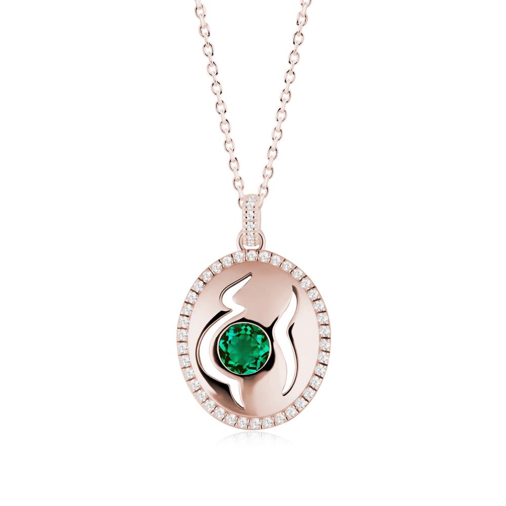 Round Emerald Mom Necklace - LUO Jewelry #metal_14k rose gold