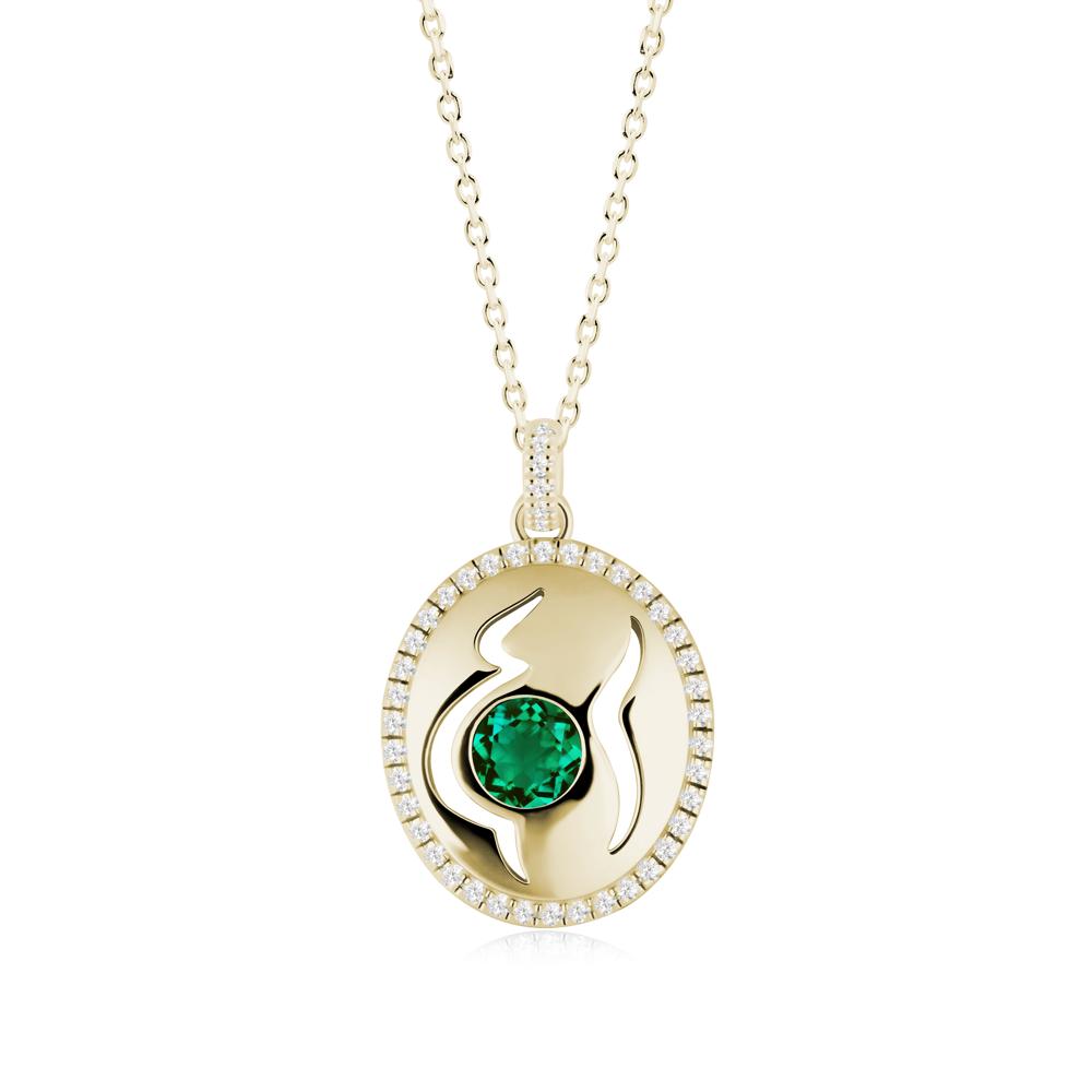 Round Emerald Mom Necklace - LUO Jewelry #metal_14k yellow gold