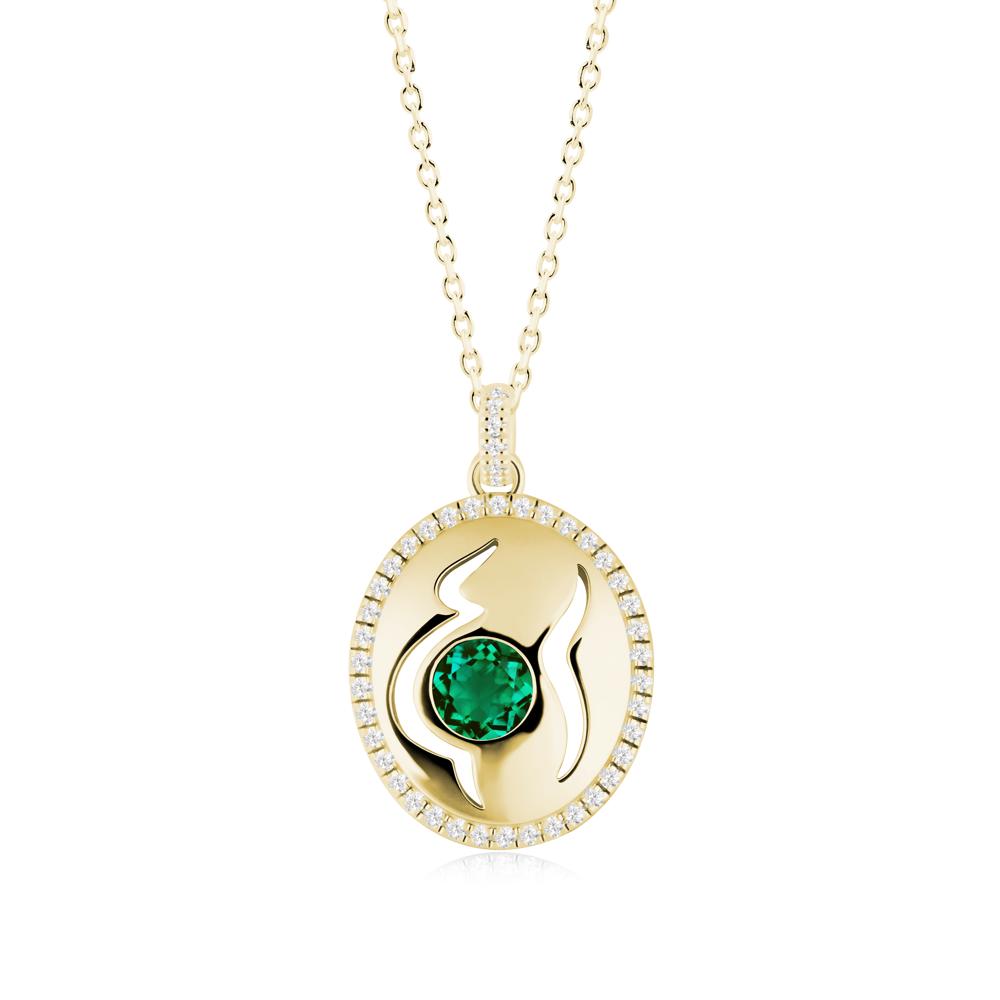 Round Emerald Mom Necklace - LUO Jewelry #metal_18k yellow gold