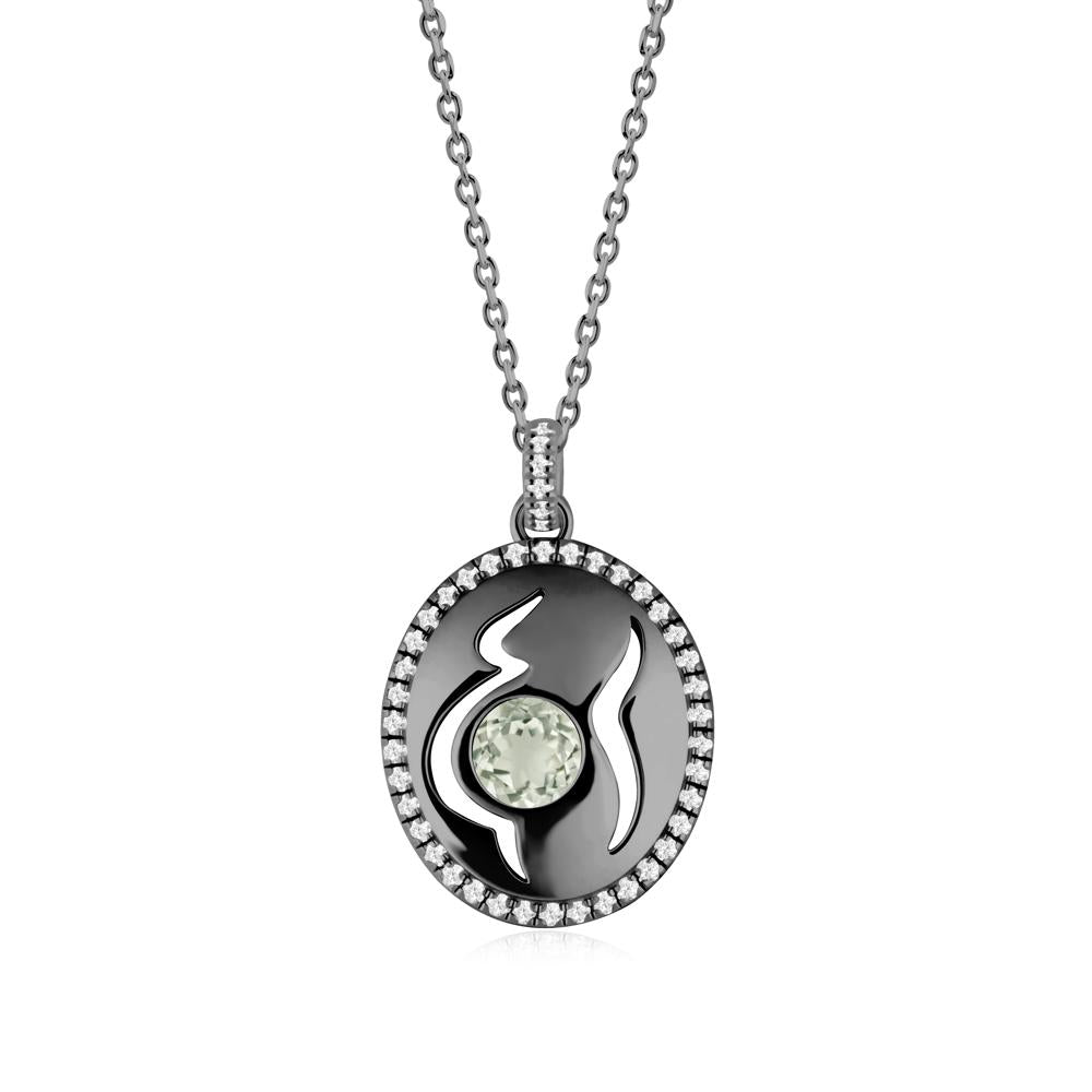 Round Green Amethyst Motherhood Necklace - LUO Jewelry #metal_black finish sterling silver