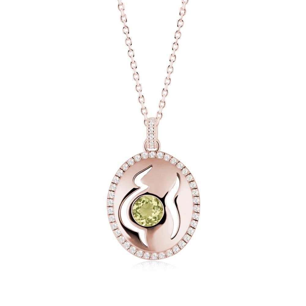 Round Lemon Quartz Mom Necklace - LUO Jewelry #metal_14k rose gold
