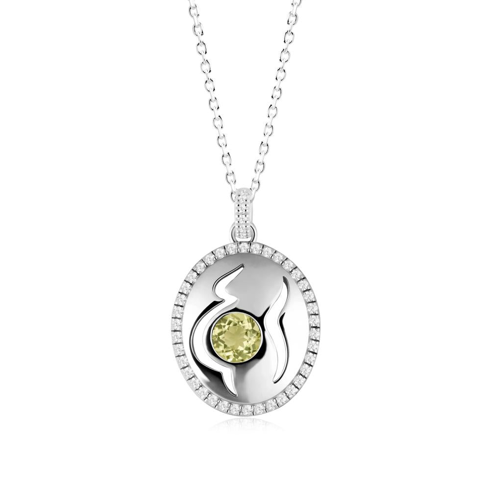 Round Lemon Quartz Mom Necklace - LUO Jewelry #metal_14k white gold