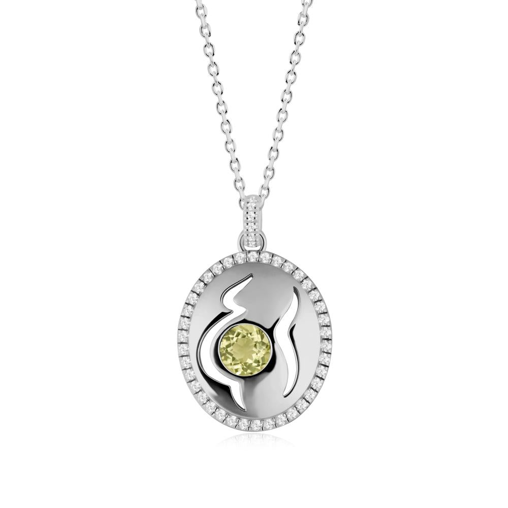 Round Lemon Quartz Mom Necklace - LUO Jewelry #metal_platinum