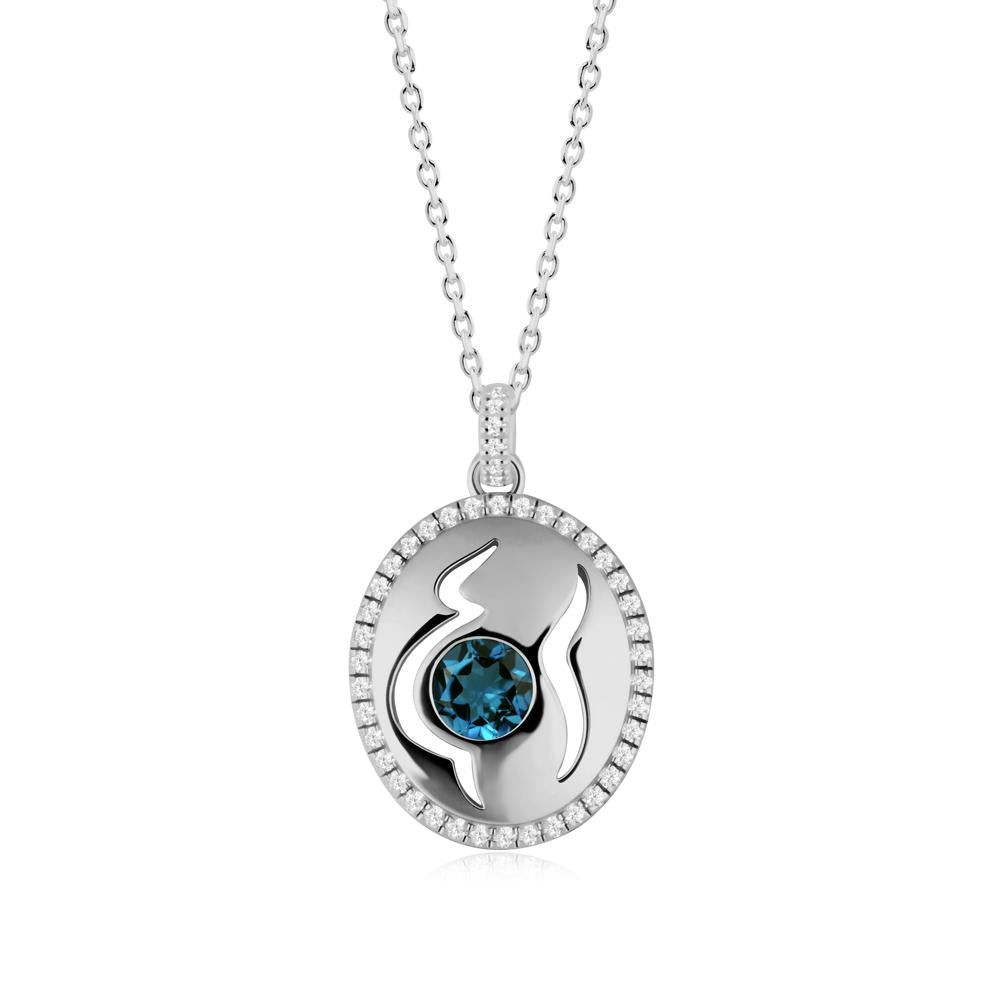 Motherhood Round London Blue Topaz Pendant - LUO Jewelry #metal_platinum