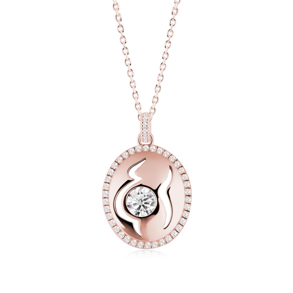 Motherhood Round Moissanite Pendant - LUO Jewelry #metal_18k rose gold