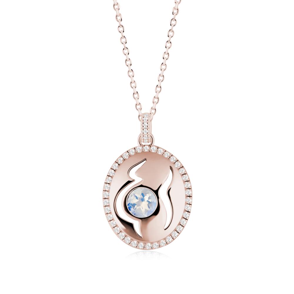 Motherhood Round Moonstone Pendant - LUO Jewelry #metal_14k rose gold
