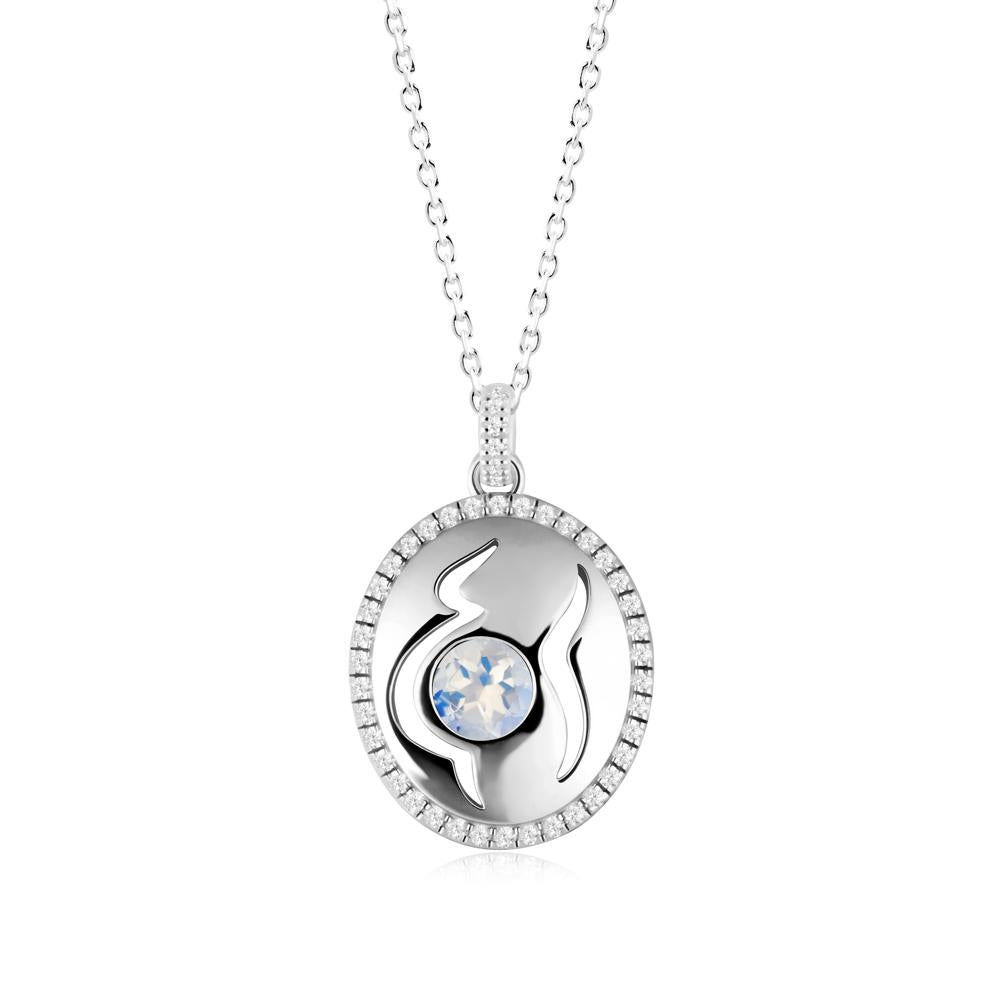 Motherhood Round Moonstone Pendant - LUO Jewelry #metal_14k white gold