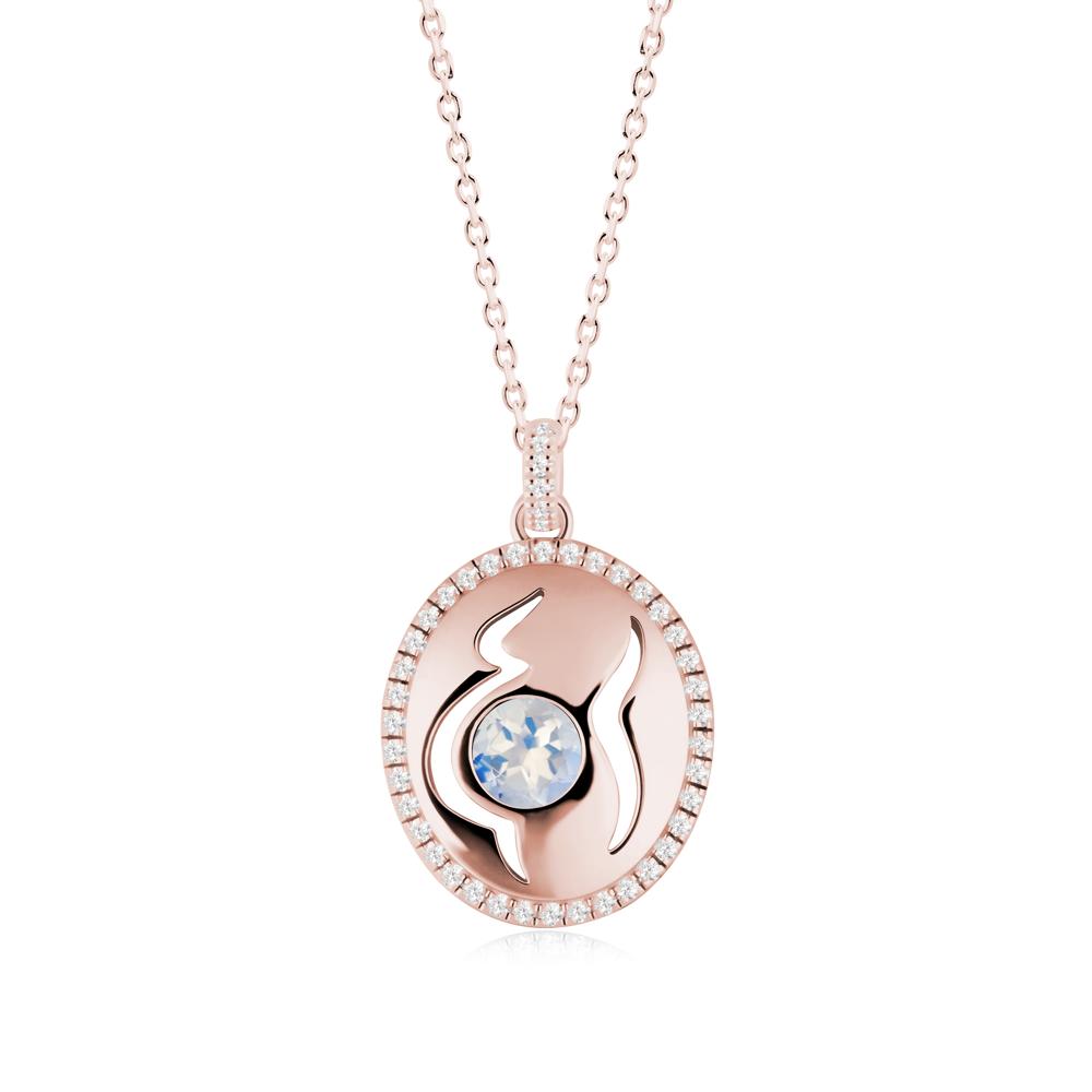 Motherhood Round Moonstone Pendant - LUO Jewelry #metal_18k rose gold