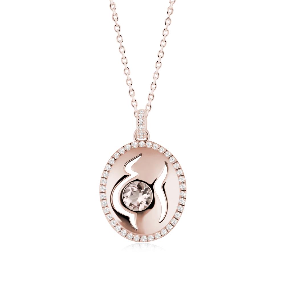 Round Morganite Mom Necklace - LUO Jewelry #metal_14k rose gold