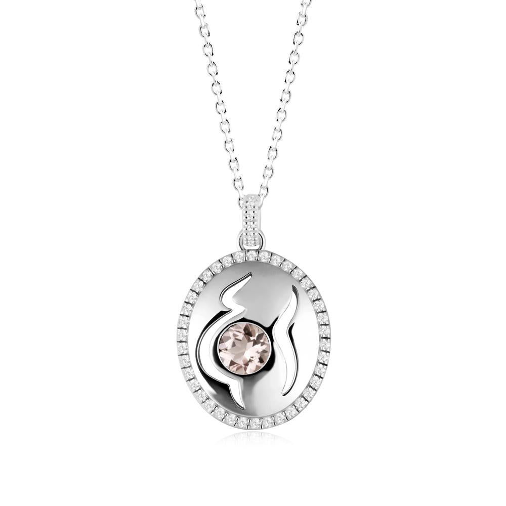 Round Morganite Mom Necklace - LUO Jewelry #metal_14k white gold