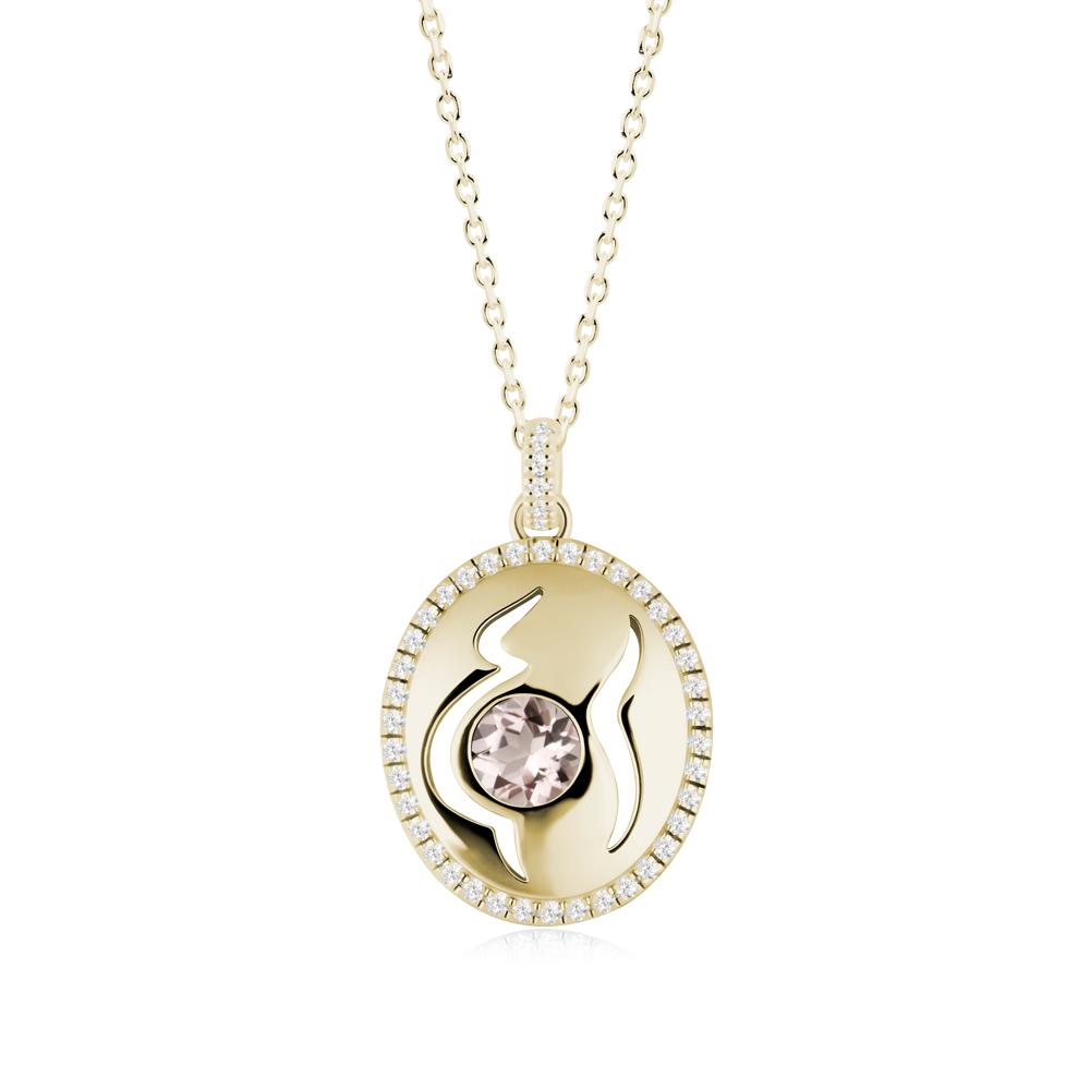 Round Morganite Mom Necklace - LUO Jewelry #metal_14k yellow gold