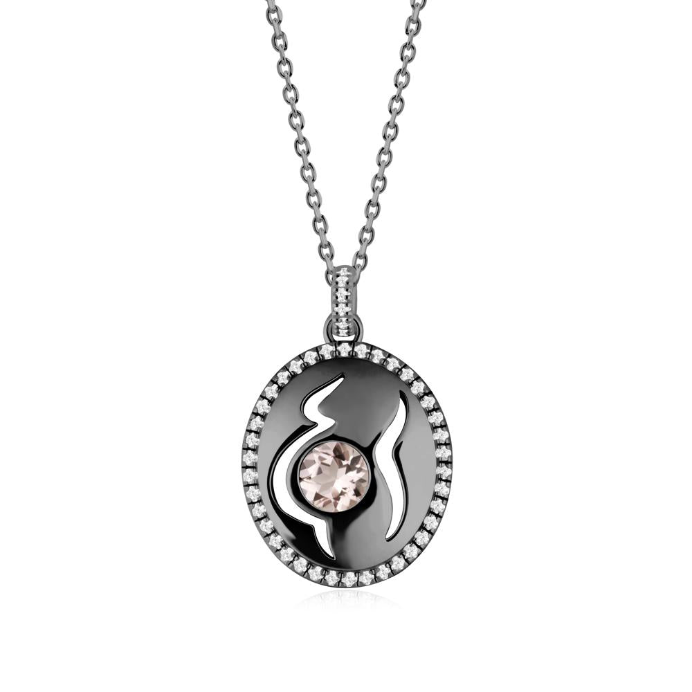 Round Morganite Mom Necklace - LUO Jewelry #metal_black finish sterling silver