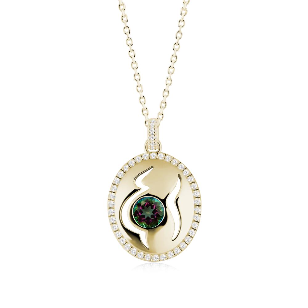 Round Mystic Topaz Motherhood Necklace - LUO Jewelry #metal_14k yellow gold