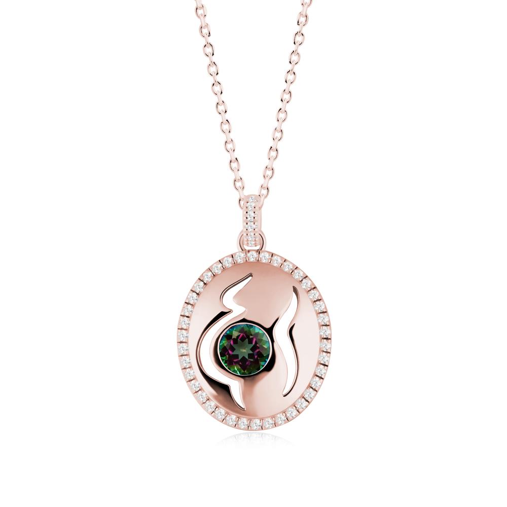 Round Mystic Topaz Motherhood Necklace - LUO Jewelry #metal_18k rose gold