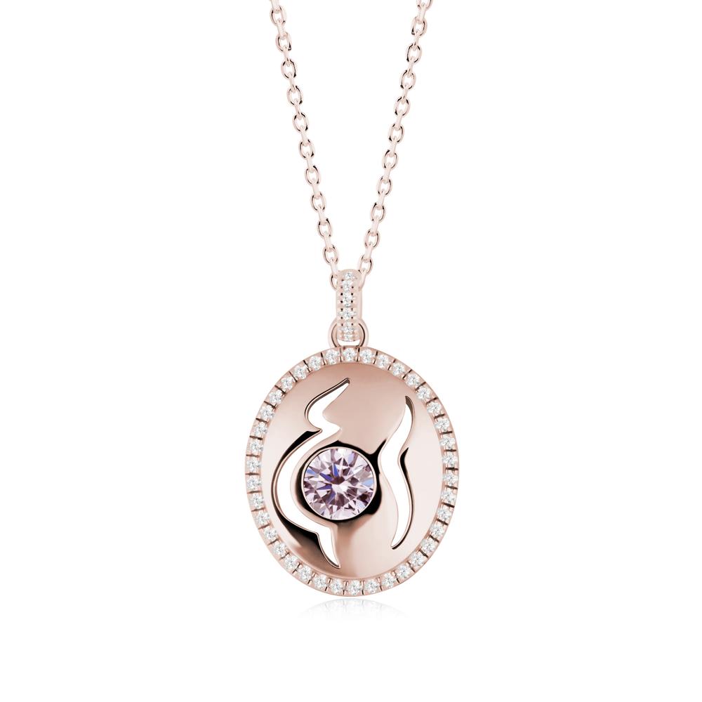 Round Pink Cubic Zirconia Mom Necklace - LUO Jewelry #metal_14k rose gold