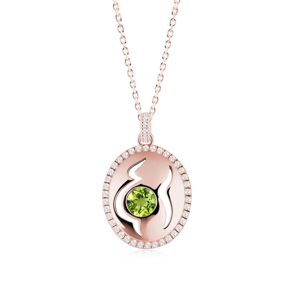 Round Peridot Motherhood Necklace - LUO Jewelry #metal_18k rose gold