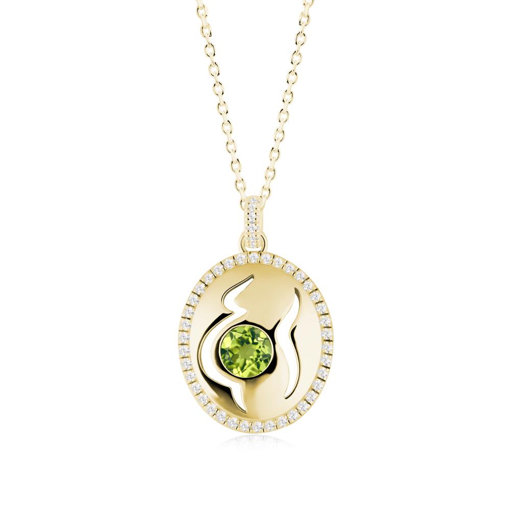 Round Peridot Motherhood Necklace - LUO Jewelry #metal_18k yellow gold