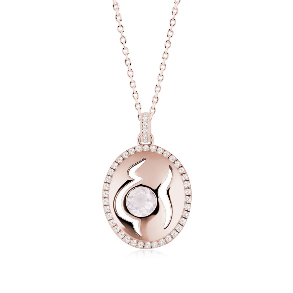 Motherhood Round Rose Quartz Pendant - LUO Jewelry #metal_14k rose gold