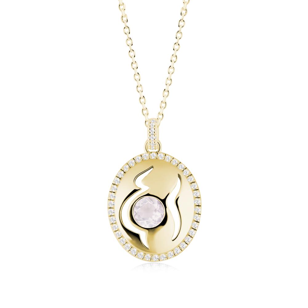 Motherhood Round Rose Quartz Pendant - LUO Jewelry #metal_18k yellow gold