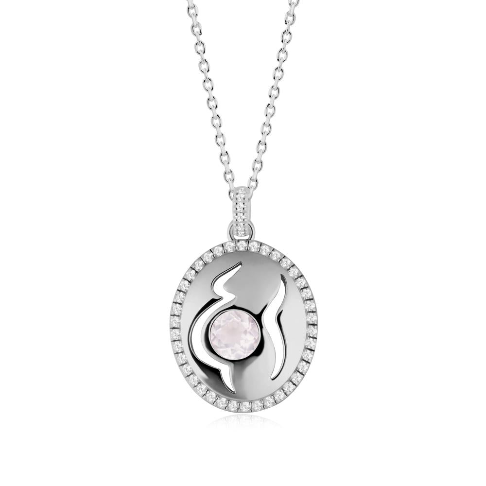Motherhood Round Rose Quartz Pendant - LUO Jewelry #metal_platinum