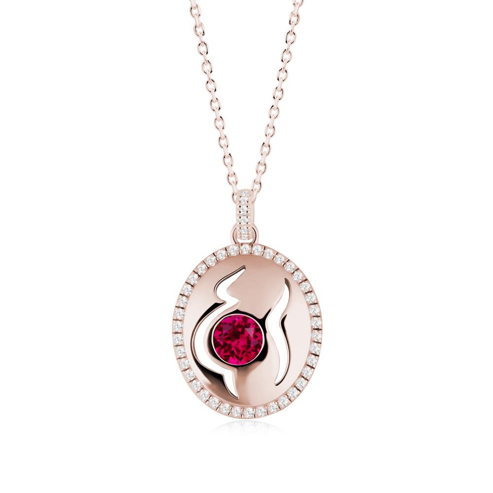 Motherhood Round Ruby Pendant - LUO Jewelry #metal_14k rose gold