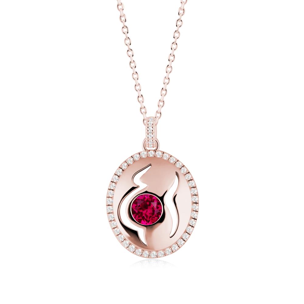 Motherhood Round Ruby Pendant - LUO Jewelry #metal_18k rose gold