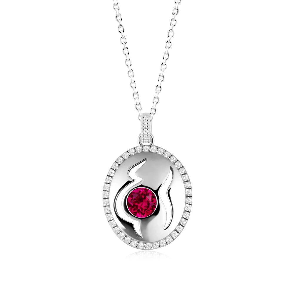 Motherhood Round Ruby Pendant - LUO Jewelry #metal_18k white gold