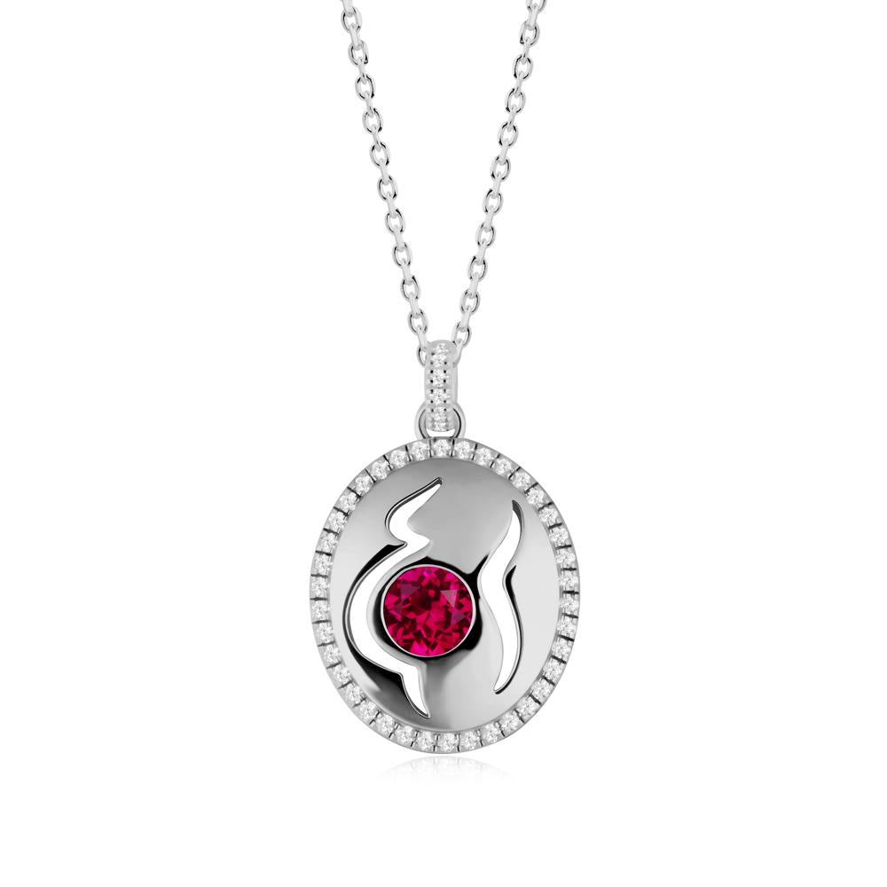 Motherhood Round Ruby Pendant - LUO Jewelry #metal_platinum