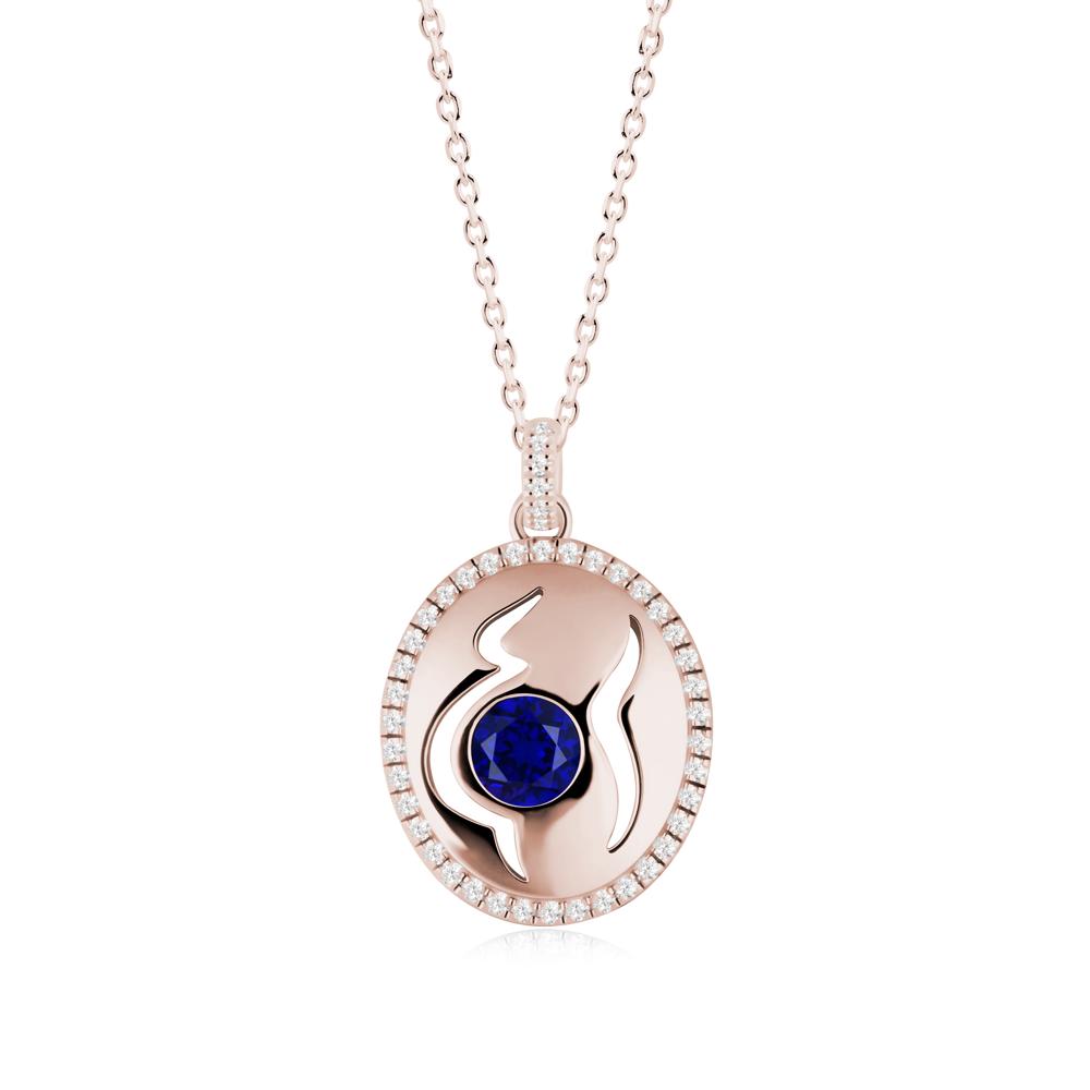 Round Sapphire Mom Necklace - LUO Jewelry #metal_14k rose gold