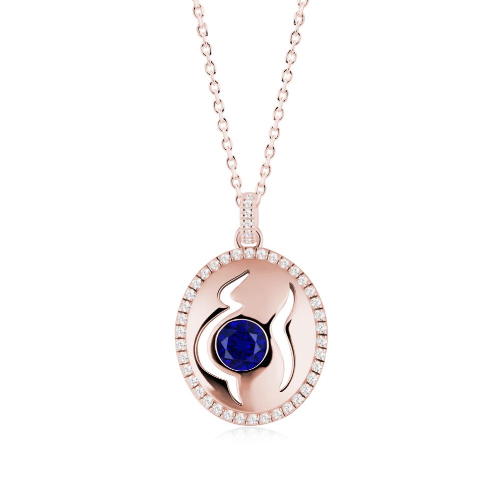 Round Sapphire Mom Necklace - LUO Jewelry #metal_18k rose gold