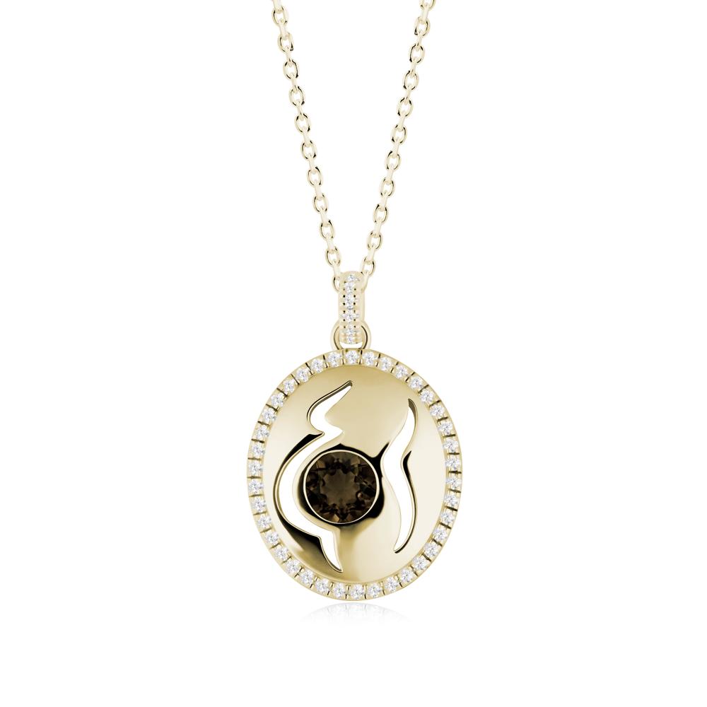 Motherhood Round Smoky Quartz Pendant - LUO Jewelry #metal_14k yellow gold