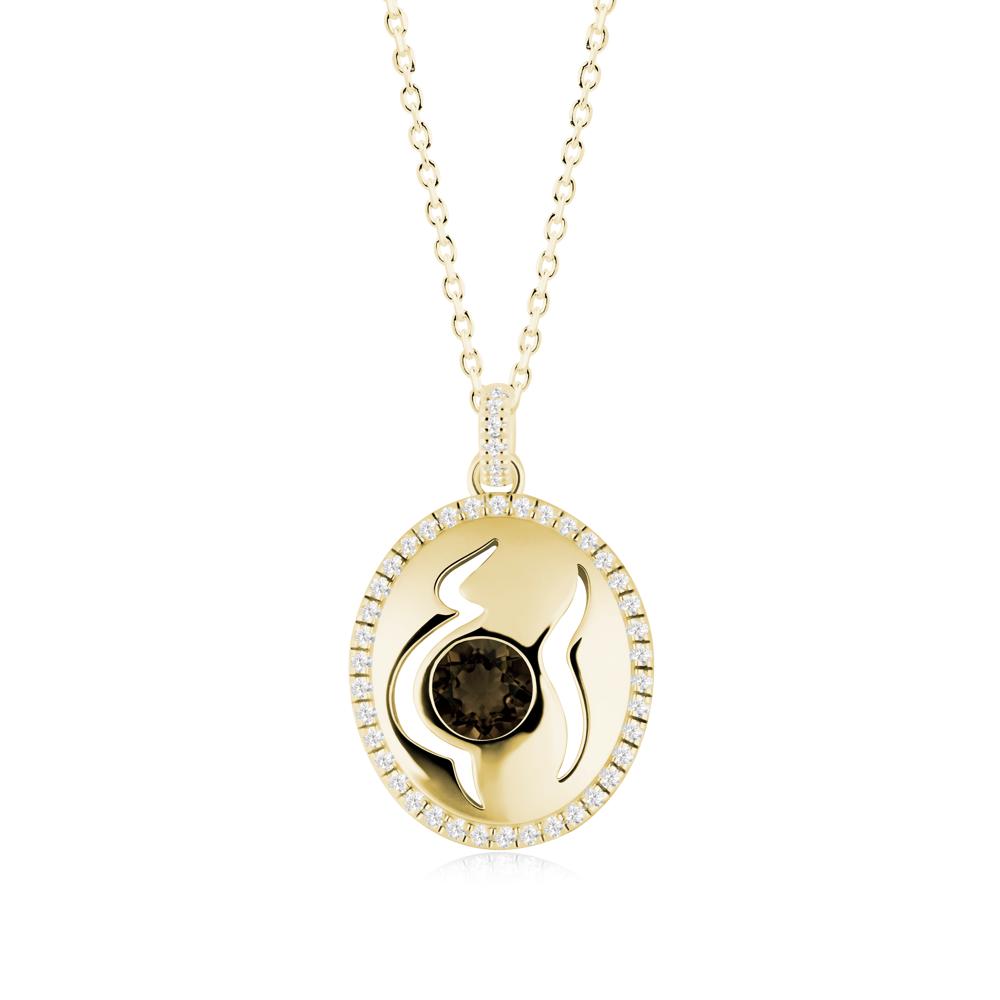 Motherhood Round Smoky Quartz Pendant - LUO Jewelry #metal_18k yellow gold