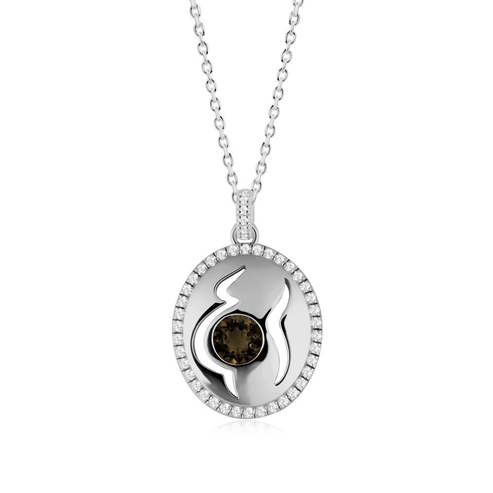 Motherhood Round Smoky Quartz Pendant - LUO Jewelry #metal_platinum