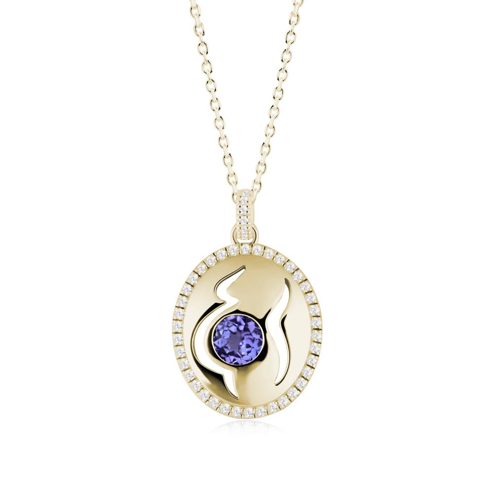 Motherhood Round Tanzanite Pendant - LUO Jewelry #metal_14k yellow gold