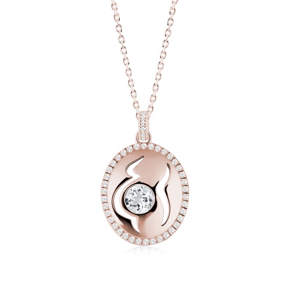 Round White Topaz Mom Necklace - LUO Jewelry #metal_14k rose gold