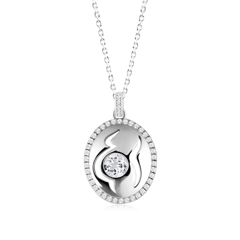 Round White Topaz Mom Necklace - LUO Jewelry #metal_14k white gold