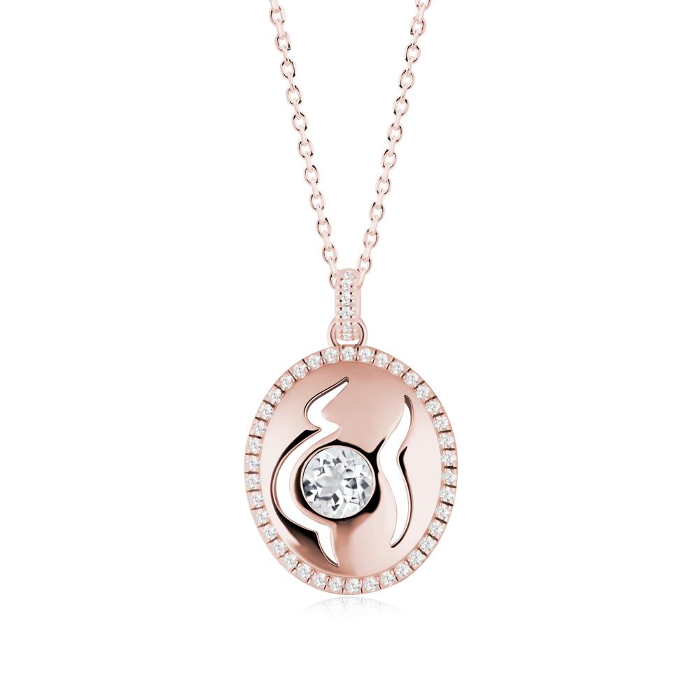 Round White Topaz Mom Necklace - LUO Jewelry #metal_18k rose gold