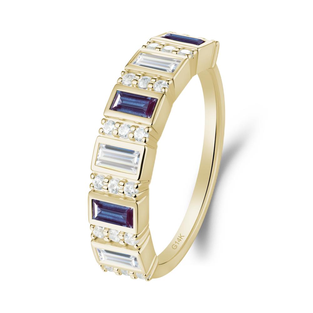 Baguette Alexandrite and Cubic Zirconia Half Eternity Ring - LUO Jewelry #metal_14k yellow gold