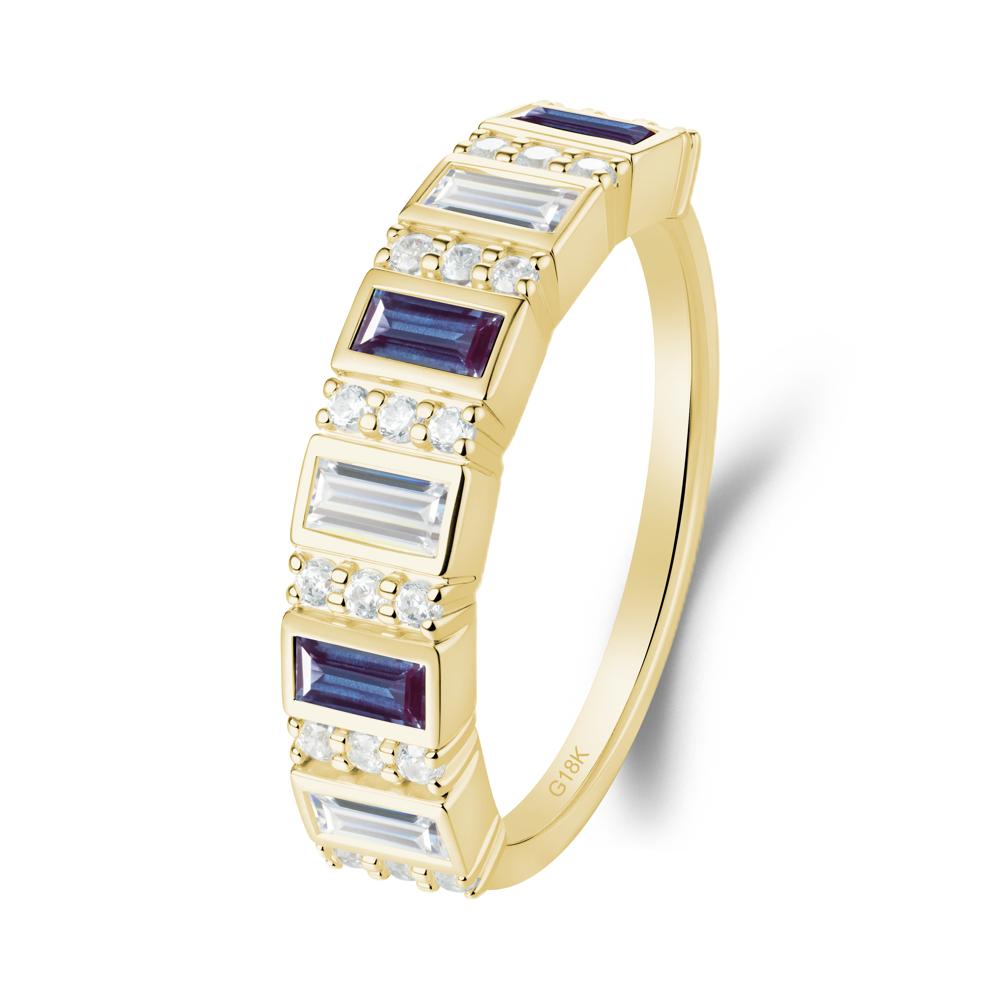 Baguette Alexandrite and Cubic Zirconia Half Eternity Ring - LUO Jewelry #metal_18k yellow gold
