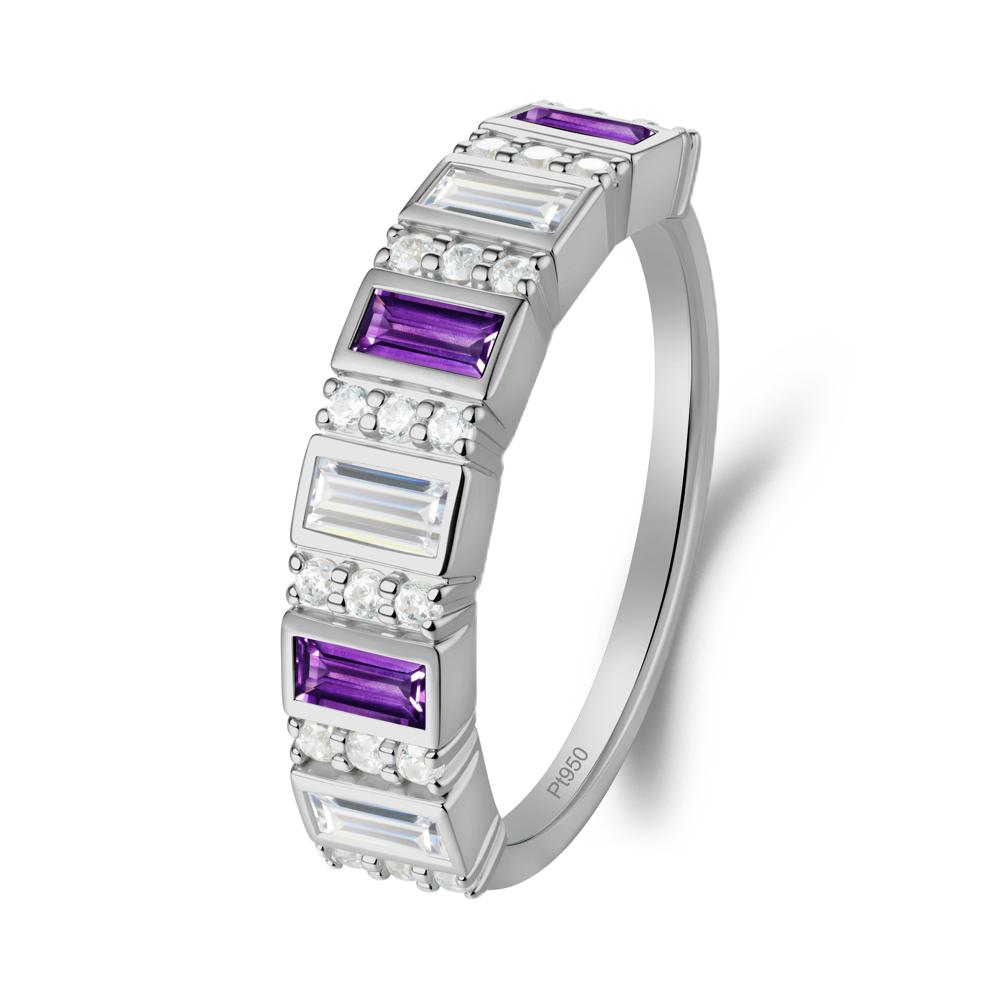 Baguette Amethyst and Cubic Zirconia Half Eternity Ring - LUO Jewelry #metal_platinum