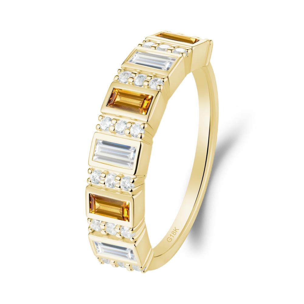 Baguette Citrine and Cubic Zirconia Half Eternity Ring - LUO Jewelry #metal_18k yellow gold