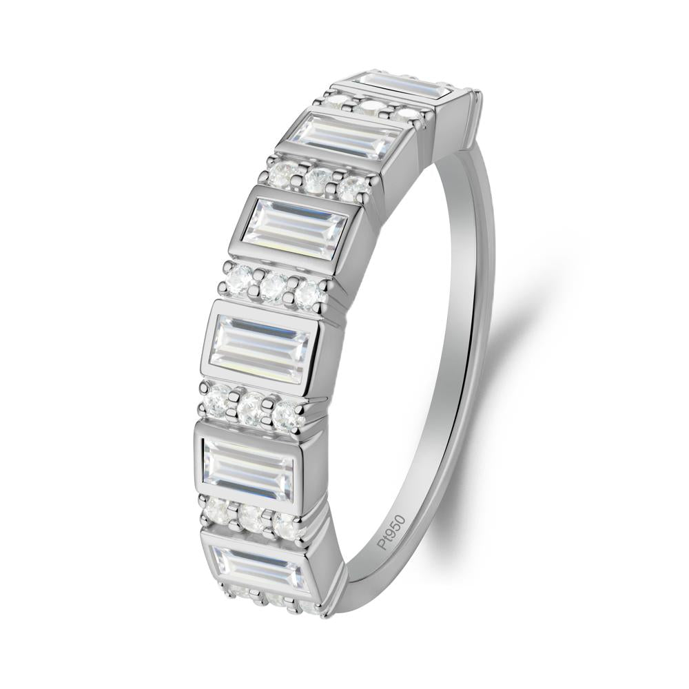 Baguette Cubic Zirconia Half Eternity Ring - LUO Jewelry #metal_platinum
