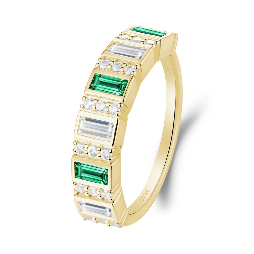 Baguette Emerald and Cubic Zirconia Half Eternity Ring - LUO Jewelry #metal_18k yellow gold