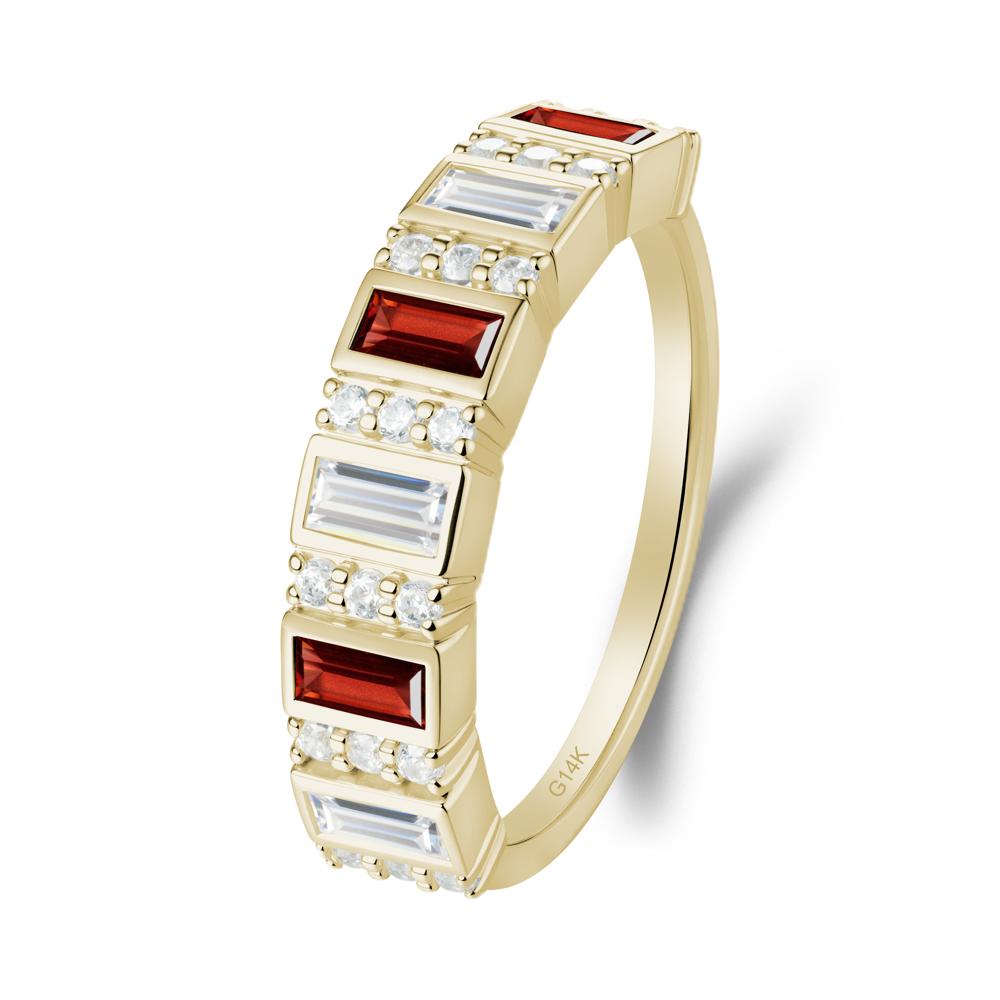 Baguette Garnet and Cubic Zirconia Half Eternity Ring - LUO Jewelry #metal_14k yellow gold